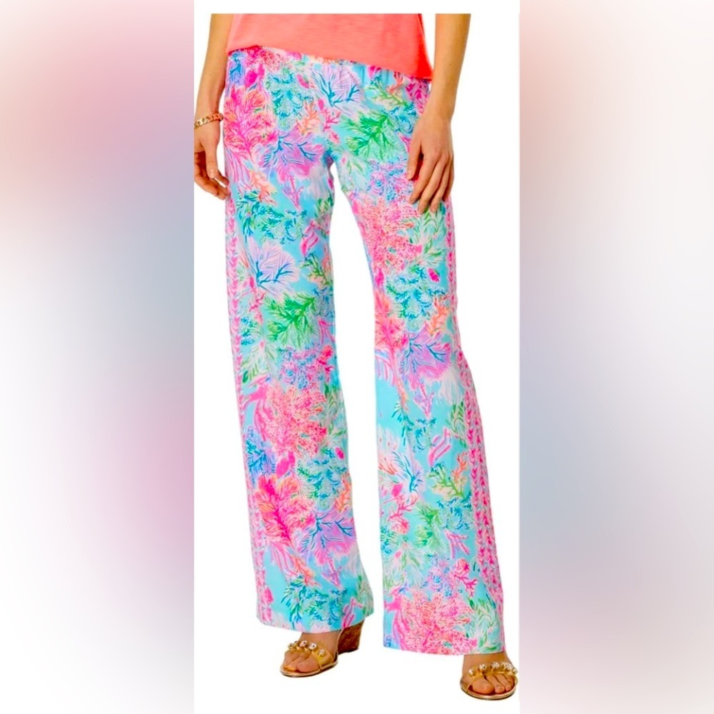 Lilly Pulitzer XL NWT Bal Harbor Palazzo Pants Celestial Blue